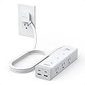 TESSAN Surge Protector Power Strip PD 20W, Ultra Thin Flat Plug 6 FT Extension Cord, 9 Outlets 4 USB(2 USB C), 1050J Protection Multiple Outlets
