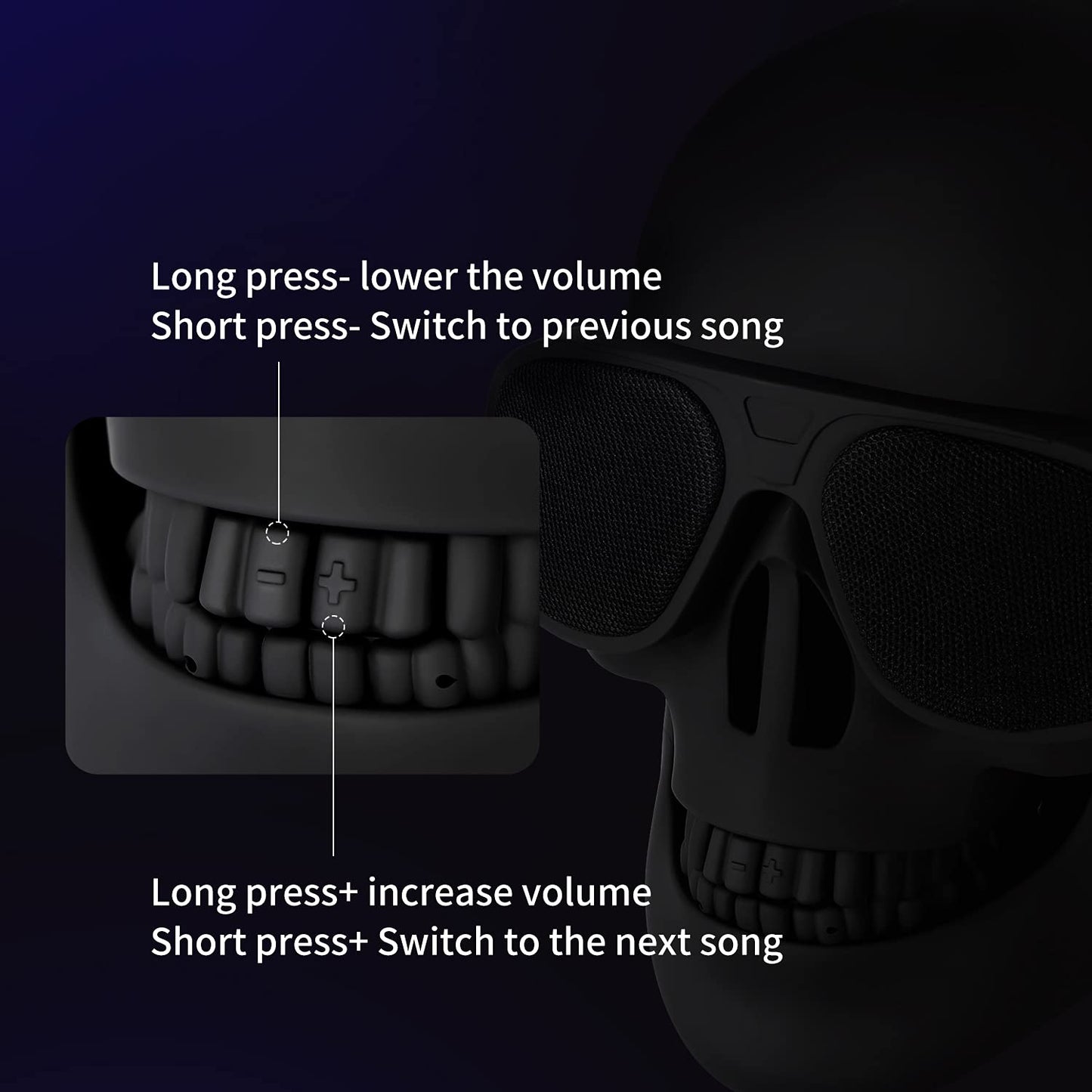 YSEECHENS Skull Speaker Wireless Portable Unique Skeleton Bluetooth Speakers Halloween Decorations for Gift Party Supports TF/USB Drive/AUX
