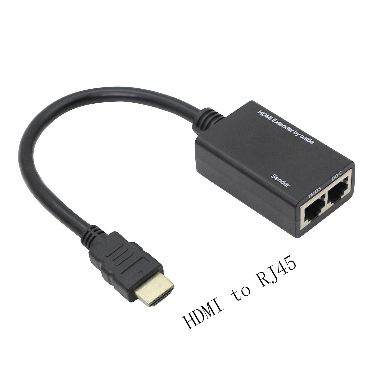 QIANRENON HDMI Extender Over Cat5e, RJ45 Ethernet to HDMI Cable 2 Ports Signal Amplifier 100ft 1080P HDMI Cable 30M Sender+Receiver, 2 Ports RJ45
