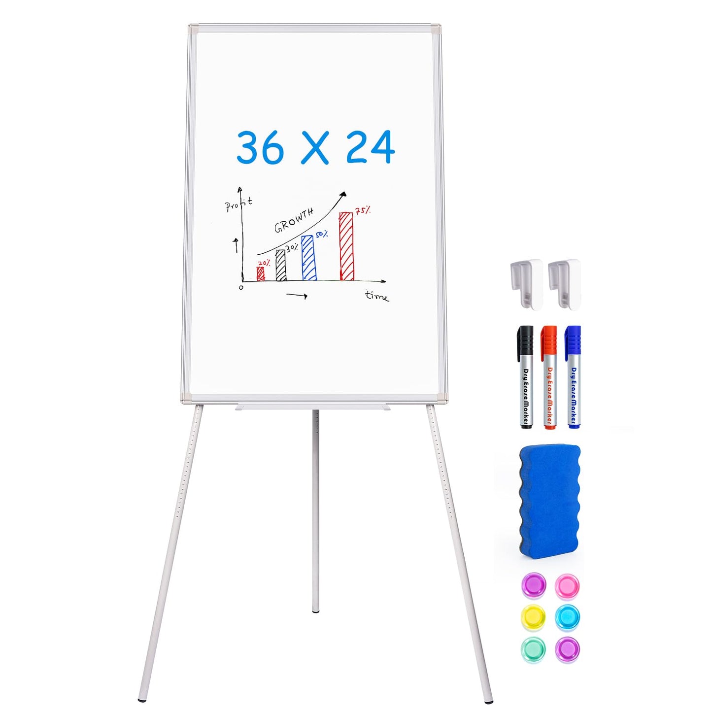 Maxtek Easel Whiteboard 36 x 24 in, Stand Tripod with Height Adjustable