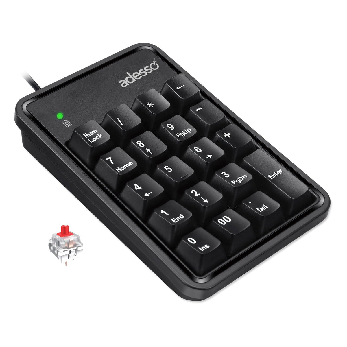 Adesso EasyTouch 600 Mechanical Numeric Keypad USB Wired 19 Key Number Pad