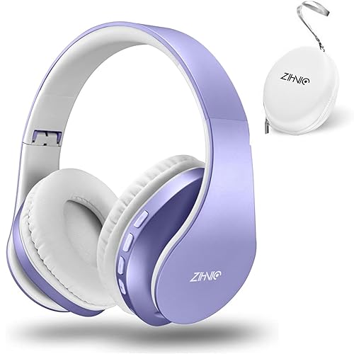 ZIHNIC Bluetooth Headphones Over-Ear, Foldable Wireless and Wired Stereo Headset Micro SD/TF, FM for Cell Phone,PC,Soft Earmuffs &Light Weight…