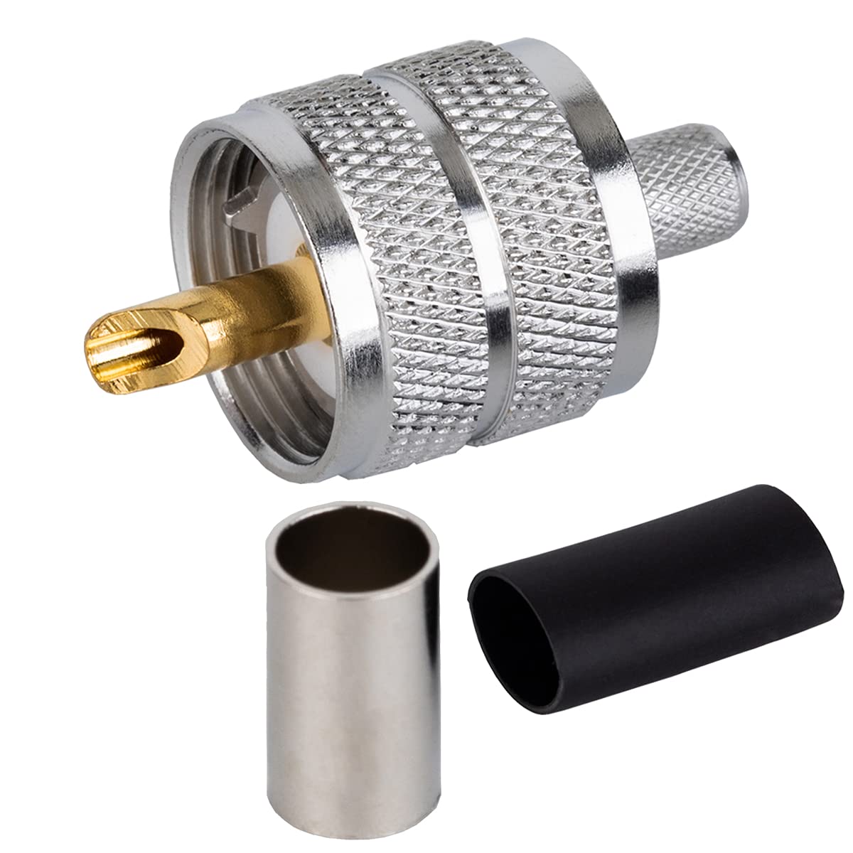 RFIOTASY Pack of 5 UHF PL-259 PL259 Male Crimp Connector Adapter Connector for RG8X, LMR240 Cable Compatiable with Ham Radio