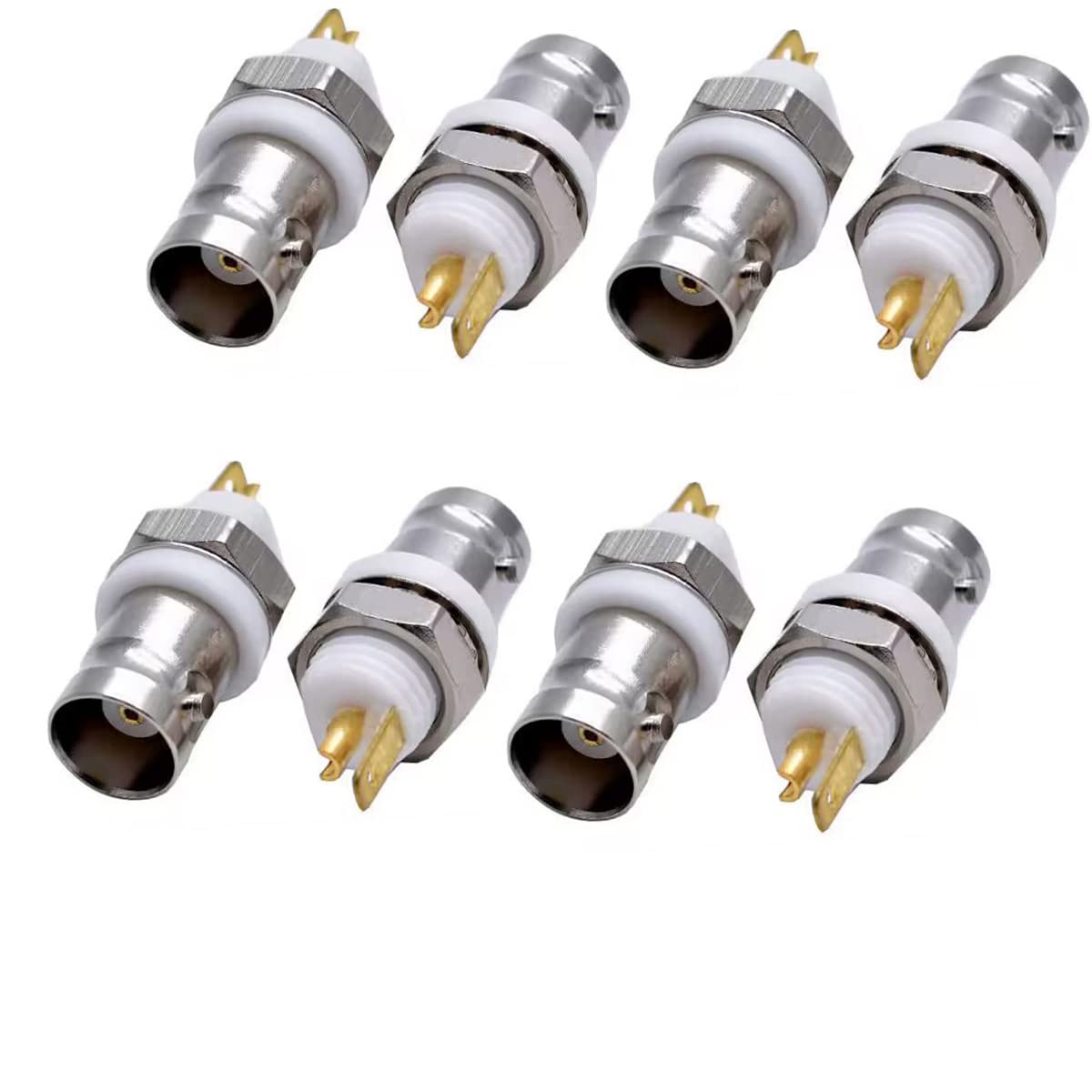 BNC Female Jack Bulkhead Solder Panel Mount Insulated Coax Rf Connector, Pack of 8