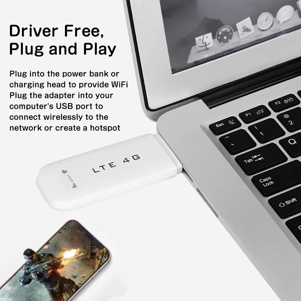 Eboxer 4G LTE USB USB Network Adapter Portable for Laptop Desktop PC Computer, Receiver Modem Stick Mini Hotspot (with)