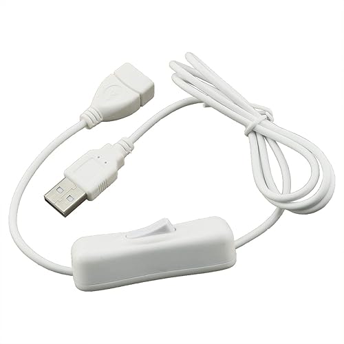 ZRM&E USB Extension Cable with Switch 28AWG White USB Male to Female Extension Cable for USB Headset, Data Transmission, Small Electrical Appliances