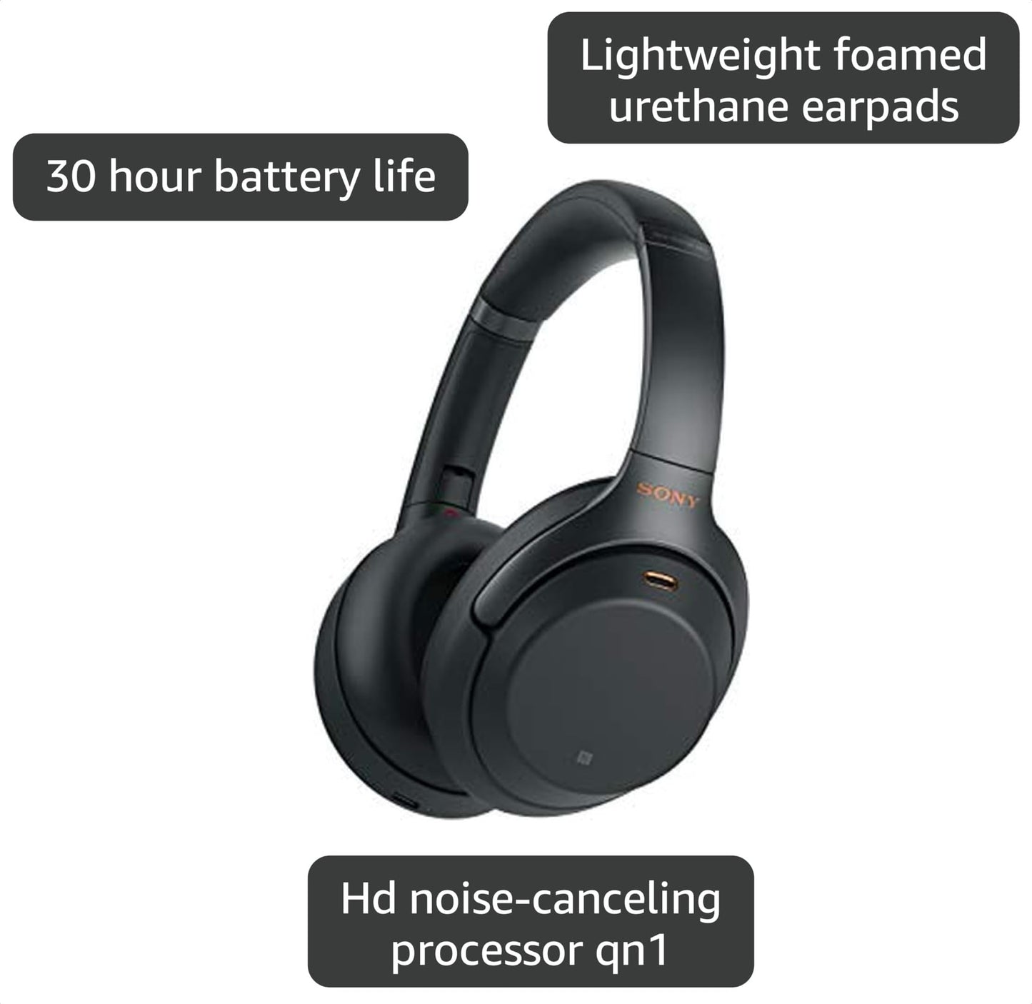 SONY WH1000XM3 Bluetooth Wireless Noise Canceling Headphones, Black WH-1000XM3/B (Renewed)
