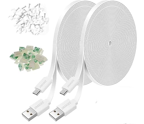JJMASEE 2Pack 20FT Power Extension Cable for Wyze Cam V3/V4/OG/V3 Pro,Arlo Essential,Eufy,SimpliSafe,Blink,Blink Mini Pan(Not for Wyze Pan v3)