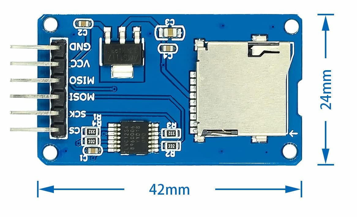 WWZMDiB 3 Pcs Micro SD TF Card Adapter Reader Module with Logic Level Chip 3.3V 5V 6 Pin SPI Interface Compatible with for Arduino Raspberry Pi ESP32