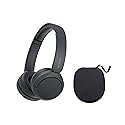 Sony WH-CH520 Compact Easy Carrying Wireless Bluetooth On-Ear Headphones with Microphone (Black) Bundle with Protective Hard Case for Headphones (2…