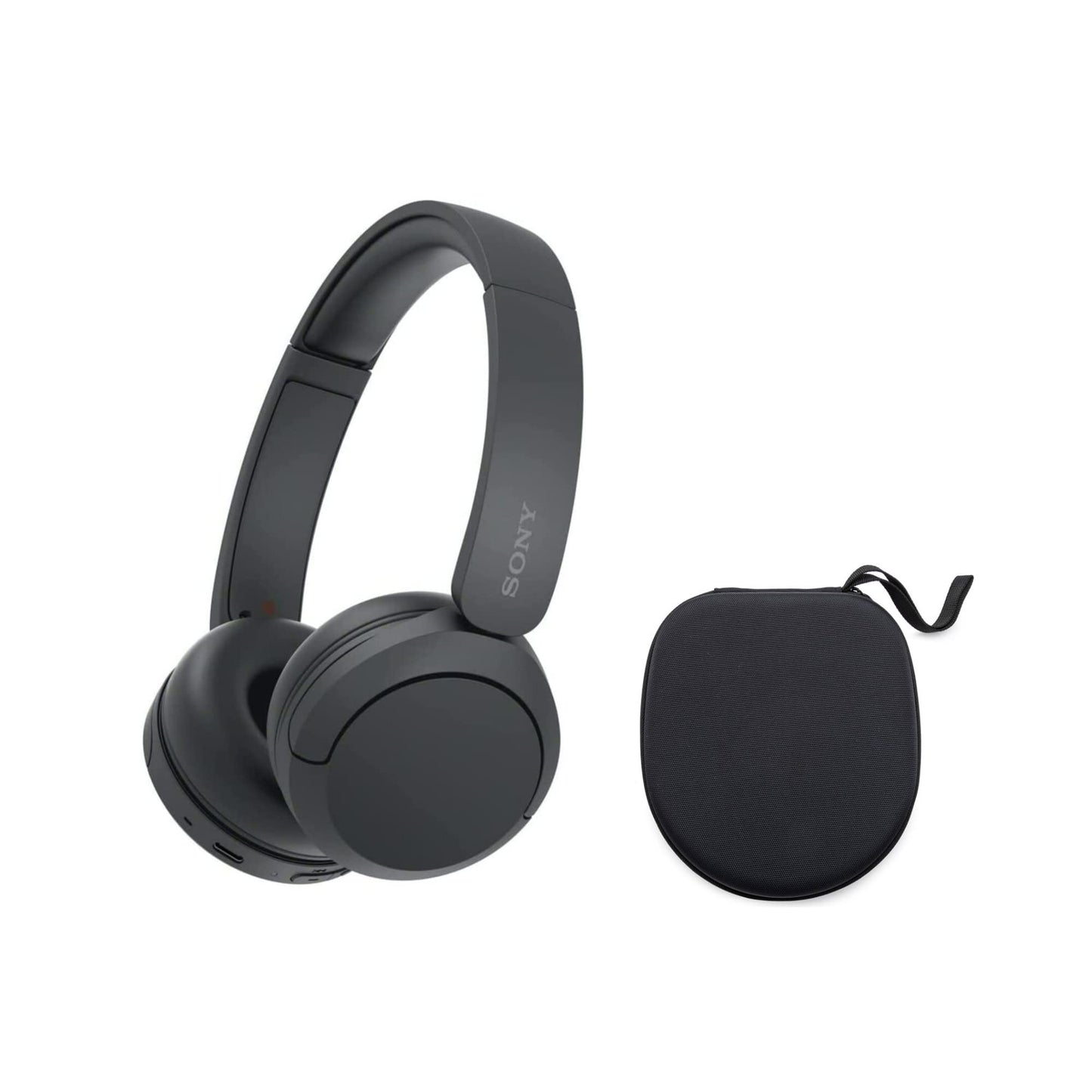 Sony WH-CH520 Compact Easy Carrying Wireless Bluetooth On-Ear Headphones with Microphone (Black) Bundle with Protective Hard Case for Headphones (2…