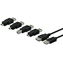 GE Universal USB 2.0 Adapter Kit, 6ft. A Male to A Female Extension Cable, 4 Adapters Included: A Male to B Male, 4 Pin, 5 Pin, A Male to Micro USB