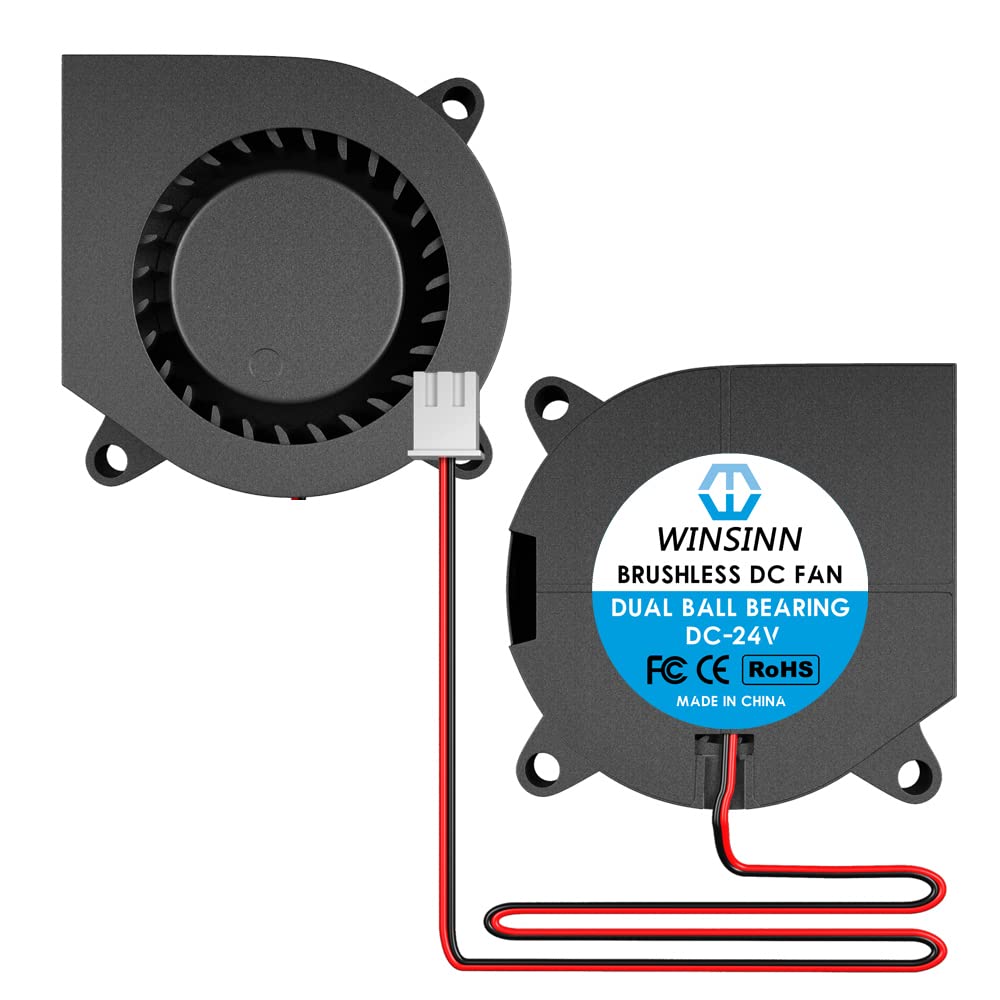 WINSINN 40mm Blower Fan 24V, 3D Printer Micro 24 Volt Fans Blower 4020 Dual Ball Bearing, Brushless Cooling 40mmx20mm 2PIN (Pack of 2Pcs)