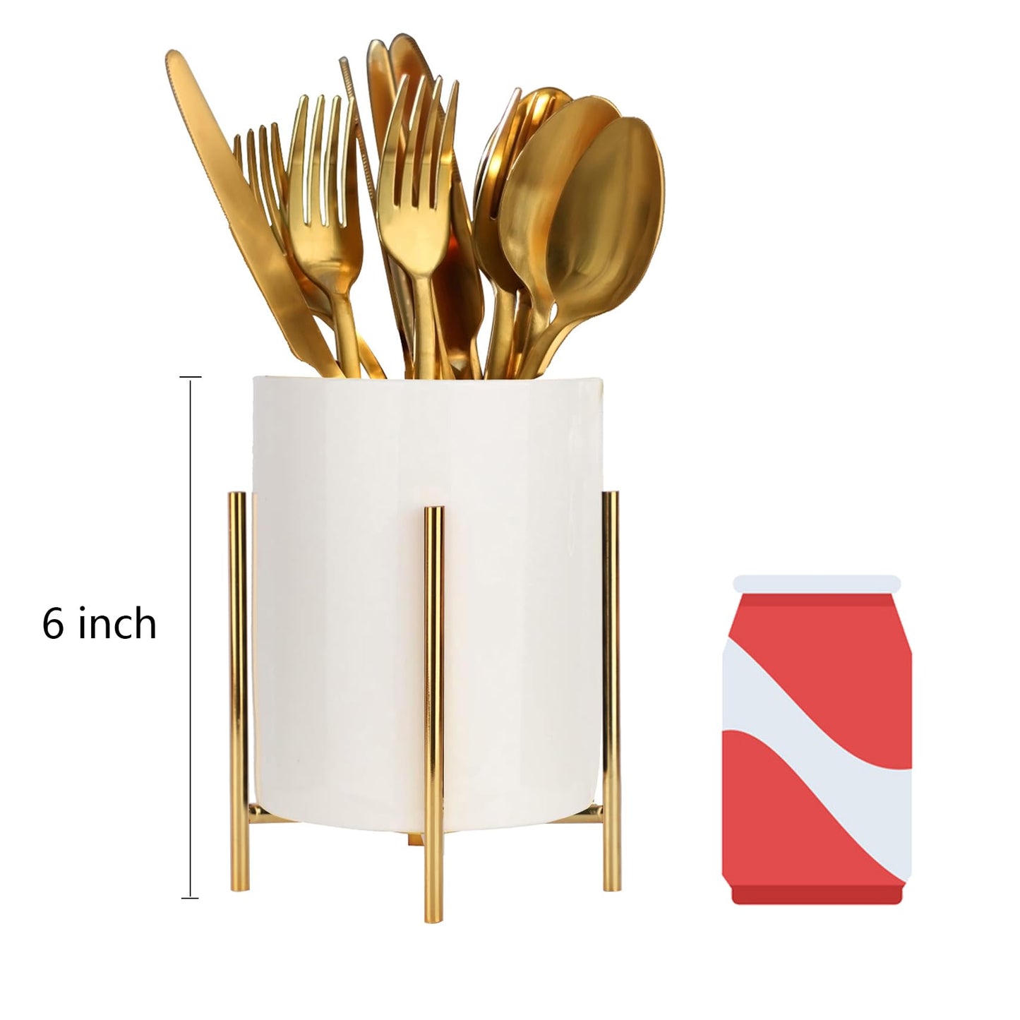 SIEBOLD Pencil Holders & Pen Holders Gold Desk Accessories for Women Strong Metal and Ceramic Pen cup(High5.5'' x wide3.8'')