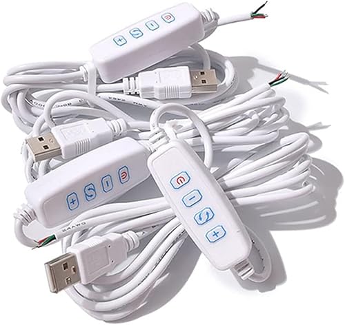 1 Pcs White DC5V USB LED Dimmer Extension Cable with On/Off Switch Adapter, LED Dimming Controller Light Bulb Lamps USB-Port Power Cable for Led Light