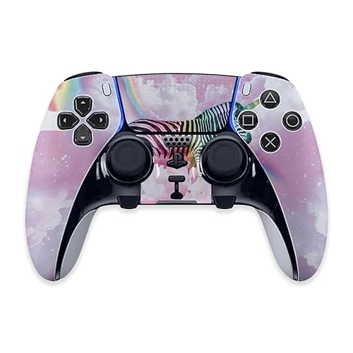 MightySkins Skin Compatible with PS5 DualSense Edge Controller - Rainbow Zebra Heaven | Protective, Durable, and Unique Vinyl Decal wrap Cover | Easy