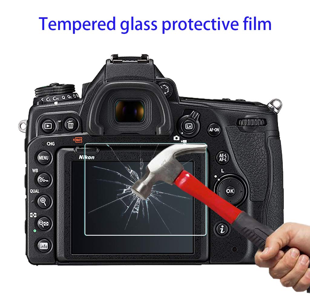HUIPUXIANG TOP+Screen Protector for Nikon D7500 Camera(for Accessories) High Definition 9H Hardness Optical LCD Premium Glass Protective Cover [2+2