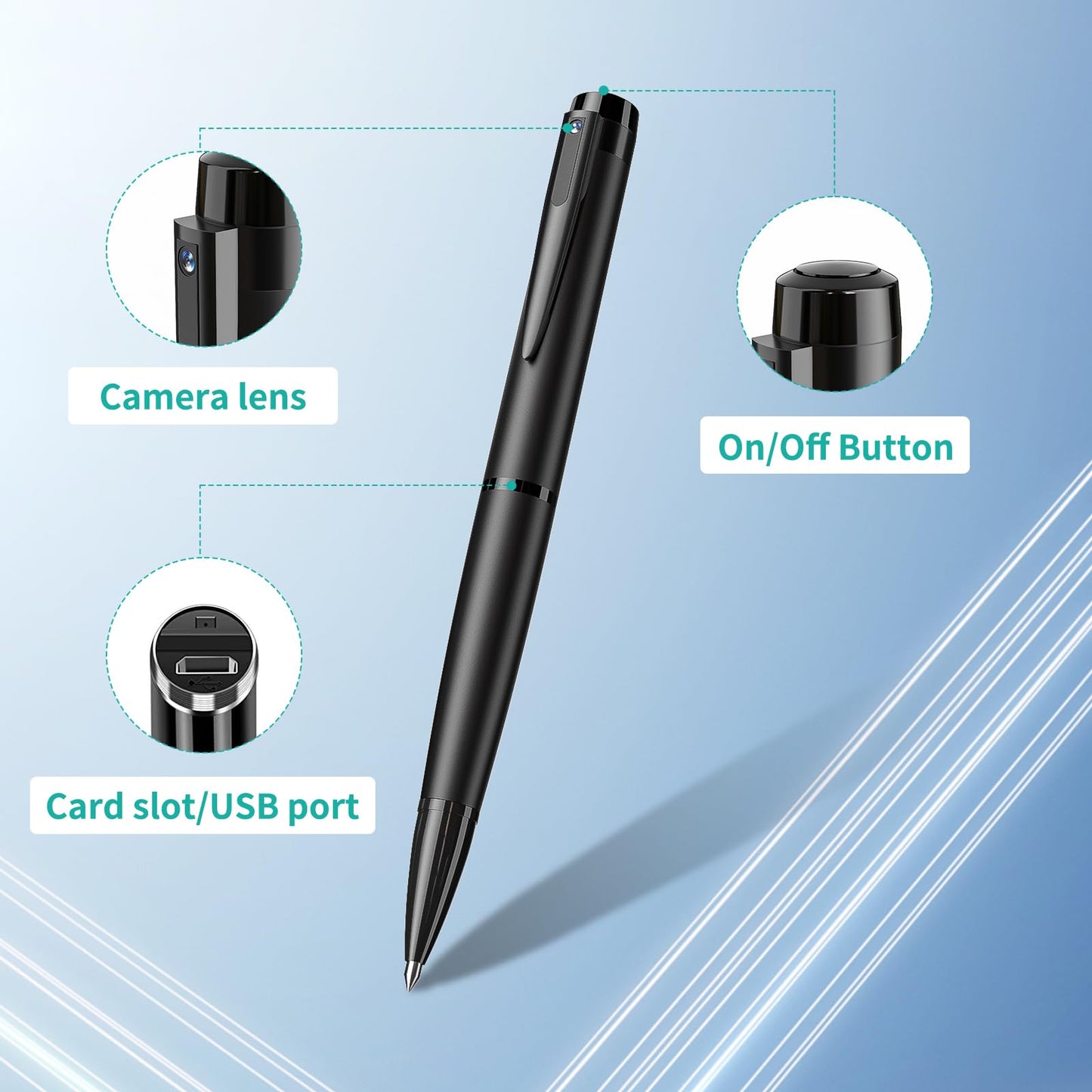 TAOZHI Mini Camera Pen HD 1080P Portable Security Cam with 32GB SD Card Loop Recording or Photo Nanny for Indoor and Outdoor