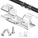 50 Pcs Heavy Duty Cable Clips Transparent with 100 Screws, Attom Tech Clear Self-Adhesive Cable Organizer Cord Management System, Clear Desktop Cable