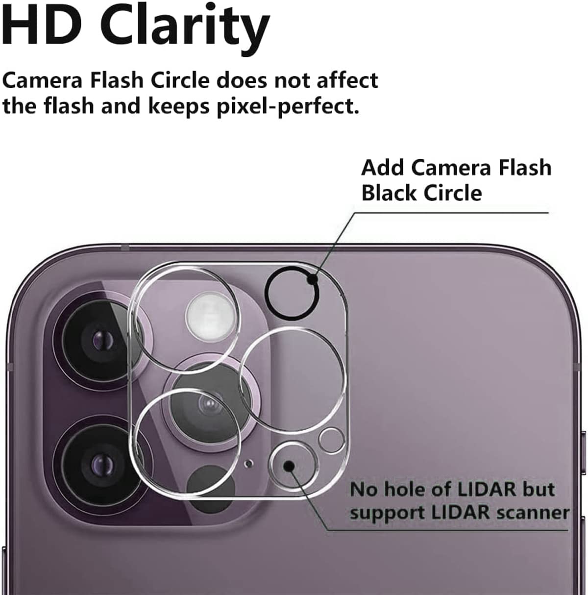 Hlija 3PCS Rear Back Camera Lens Protector Tempered Glass for iPhone 13 Pro/13 Pro Max - HD Clear Full Coverage Guard