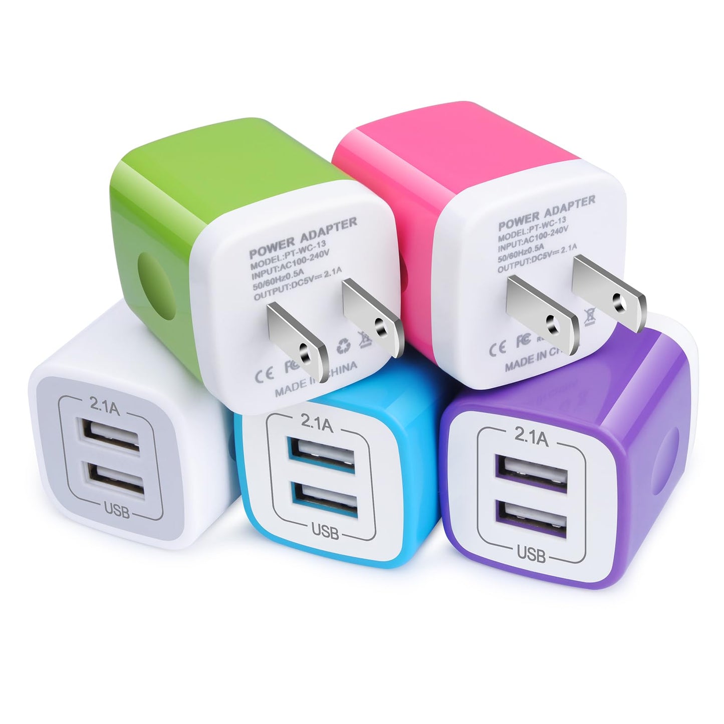USB Charger Plug,Wall Charger,Charging Block,5Pack 2.1A Portable Power Cube Charger Adapter Compatible for iPhone 17/16/15/14/13/12/11 Pro Max/Xs