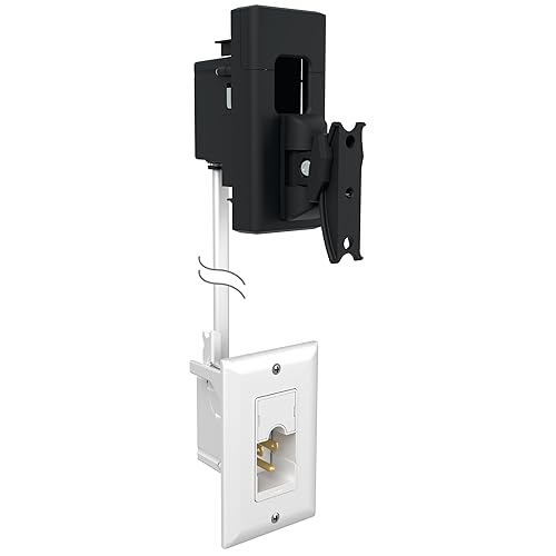SANUS Speaker Wall Mount + Power Kit - Universal Speaker Mount Tilts, Swivels & Hides Cords Behind Wall w/ 10ft ETL Certified Cable - DIY Install