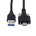 JSER USB 3.1 Type-C Dual Screw Locking to Standard USB3.0 Data Cable 1.2m Panel Mount Type for Industrial Camera