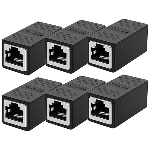 Dingsun RJ45 Coupler, Ethernet Extender, Female to Female Network Coupler Compatible Cat5 /Cat5e /Cat6 /Cat7 Ethernet Cable Extender Adapter (Black