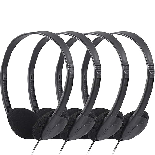 CN-Outlet 100 Pack Classroom Headphones Bulk for School Students Kids Teen Children and Adults, Wholesale Sturdy Wired Headphones Classroom Earphones…