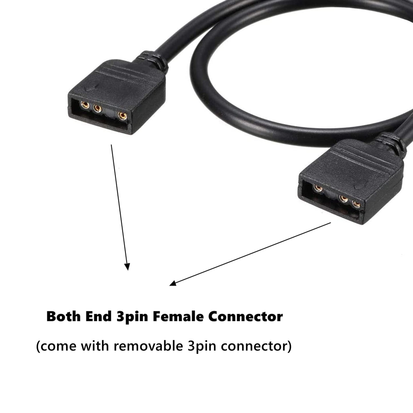 Besvalo RGB Extension Cable 3 Pin, Computer Motherboard ARGB Interface Extension Cable Female Connetor, 5 V Argb 3-Pin Connector 1-3