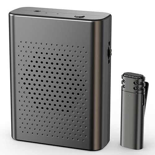 Wireless Voice Amplifier with Wireless Lavalier Microphone, PA System, Portable Speaker and Cordless Omnidirectional Microphone for Teachers