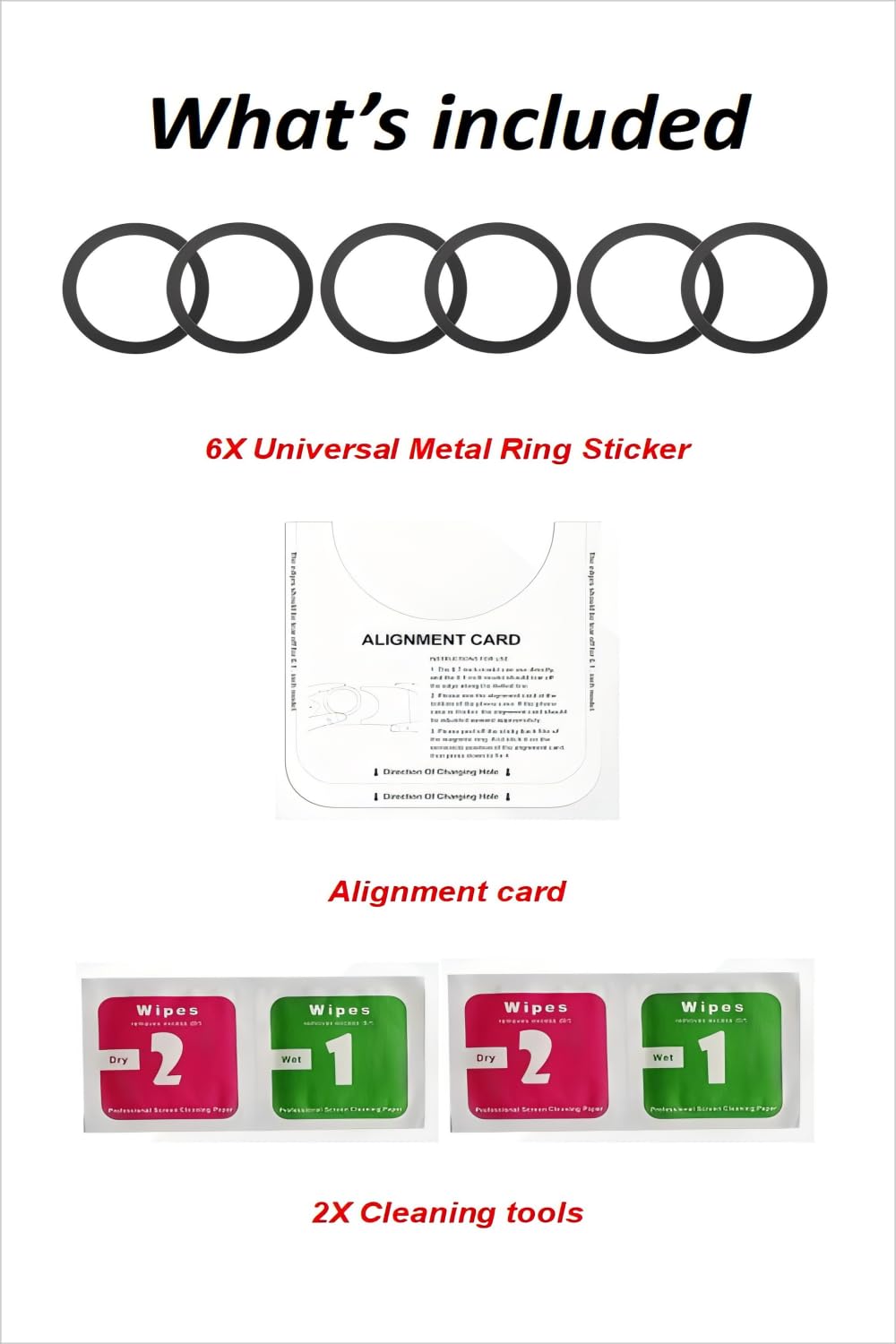Jeluse 6 Pack Universal Metal Rings Compatible with Magsafe Sticker/iPhone/Samsung/Android All Cellphones, Magnetic Ring for Phone Cases & Wireless