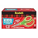 Scotch 5" Soft Touch Pointed Tip Kids Scissors, 12 Count Teacher’s Pack, Green, All-Purpose Scissors for School and Crafts (1442P-12)