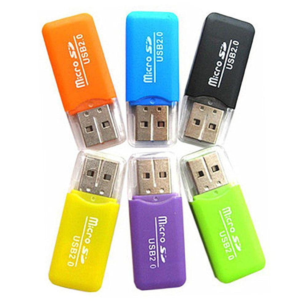 VizGiz 6 Pack Micro SD Card Reader SDXC TF USB 2.0 T-Flash MicroSD TransFlash Memory Card Reader Adapter Writer Mini Ice Cool for Android Phone Camera