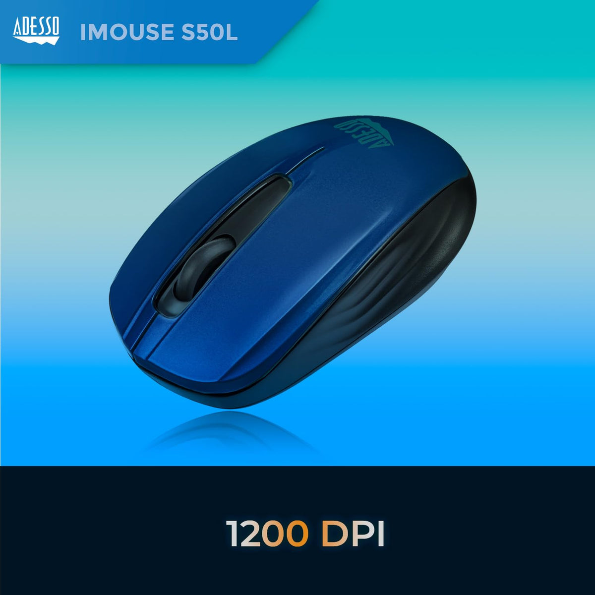 Adesso iMouse S50 Wireless Mini Mouse, Blue, 24GHz