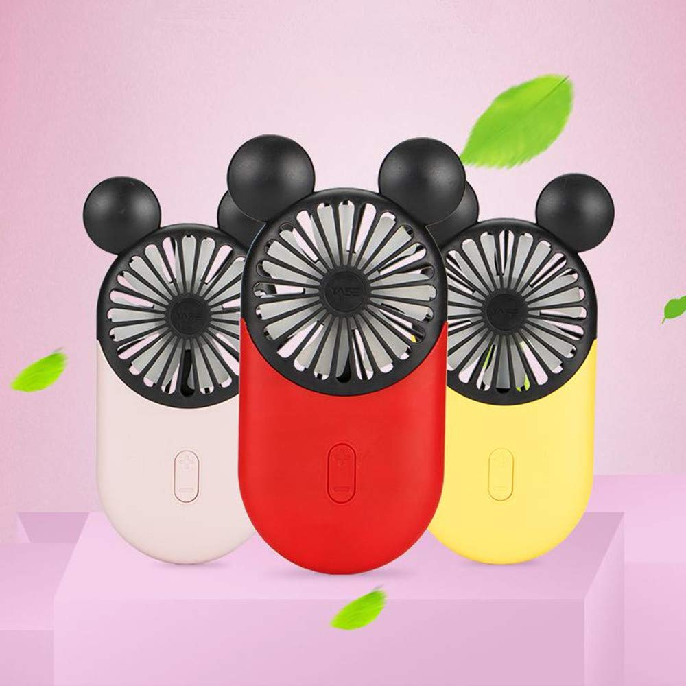 DECVO Cute Personal Mini Fan, Handheld & Portable USB Rechargeable Fan with Beautiful LED Light, 3 Adjustable Speeds, Portable Holder, for Indoor Or