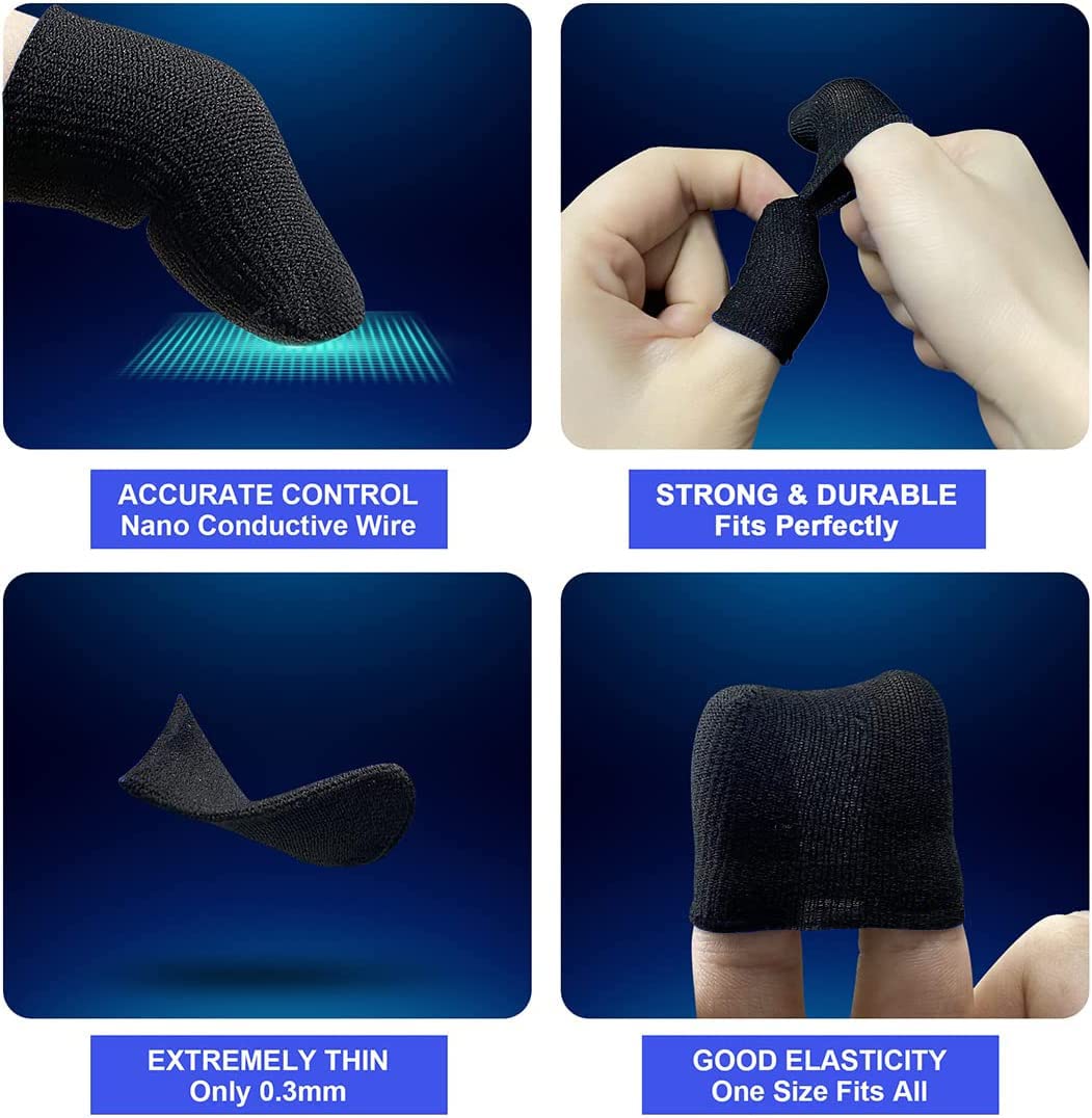 30 Pieces Finger Sleeves and 2 Pieces Finger Joystick for Gaming, Thumb Sleeves Mobile Gaming Controller, for PUBG, League of Legend, Call of Duty