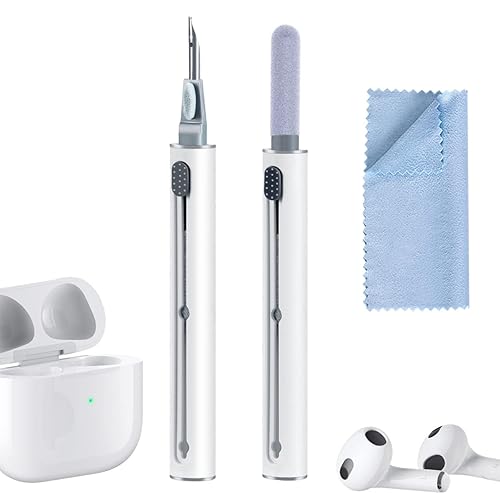 2Pcs Earbud Cleaning kit? Multi-Function Cleaning Pen with Soft Brush Flocking Sponge?Suitable for Bluetooth Headset, Charging Box, Mobile Phone