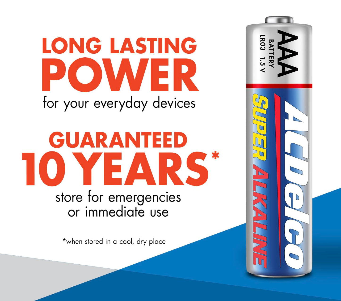ACDelco 48-Count Triple AAA Batteries, Maximum Power Super Alkaline Battery for Home and Office, 10-Year Shelf Life, Reclosable Packaging