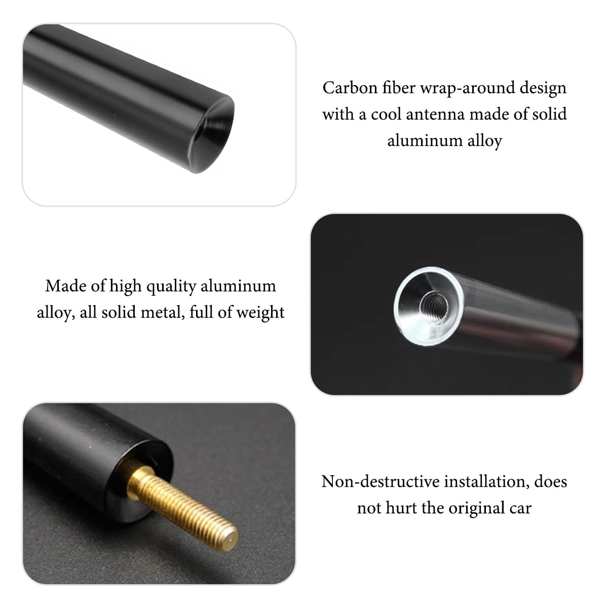 FSTURIOS Car Short Antenna, 4.7" Stubby Aluminum Radio Antenna Replacement with Screws Gaskets, Vehicle Roof Carbon Fiber Mini Aerial Antennas