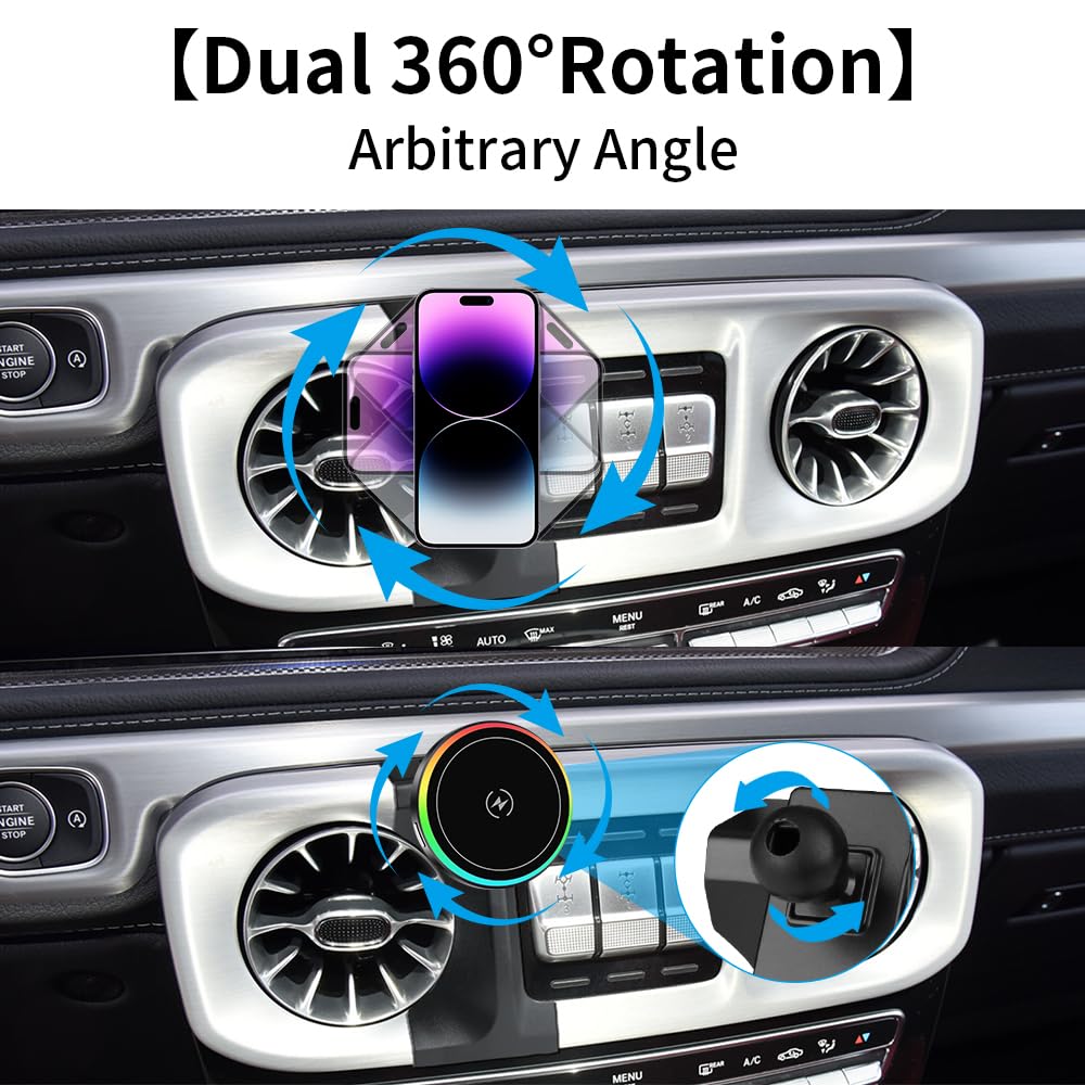 LUNQIN Magsafe Car Magnetic Phone Mount for Mercedes Benz G-Class 2019 2020 2021 2022 2023 2024 G Wagon G550 G500 AMG G63 G55 W463 Auto Accessories