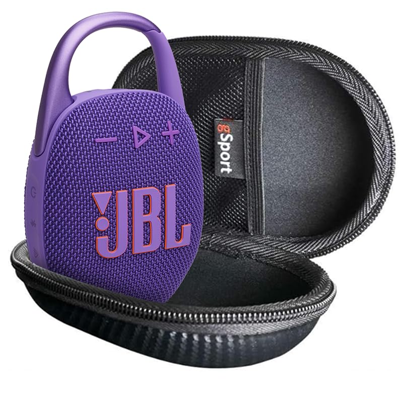 JBL Clip 5 Ultra Portable Bluetooth Speaker with gSport Carbon Fiber Case (Purple)
