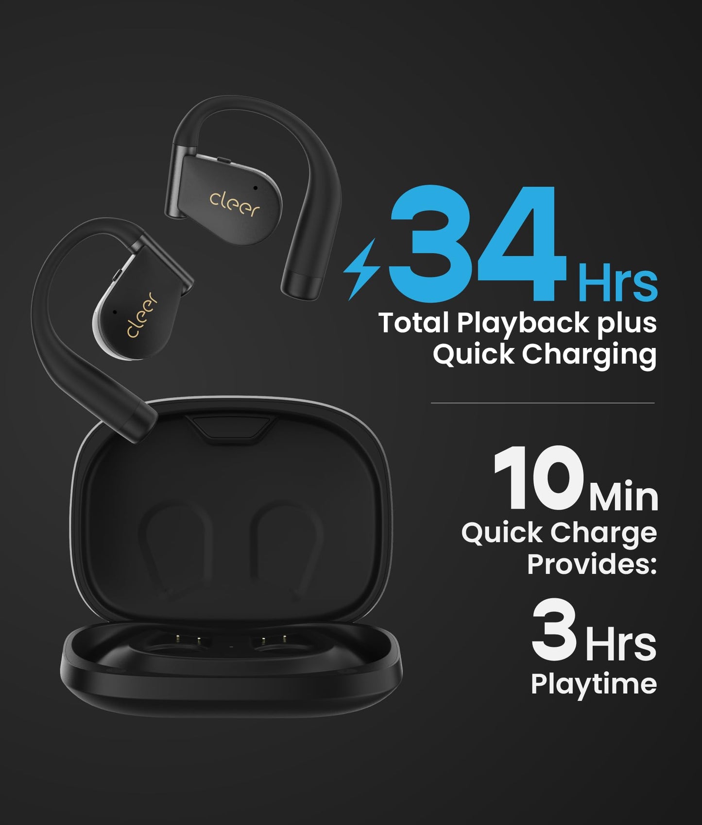Cleer ARC 4 Plus Open Ear Earbuds,True Wireless Bluetooth Earphones with Dolby Audio and Head Tracking, Earhook Earbuds with 34H Playtime, IPX7…