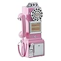 Ryan Bros. American Retro 1950's Payphone with Coin Bank Wall-Mount Corded Phone (Pink)