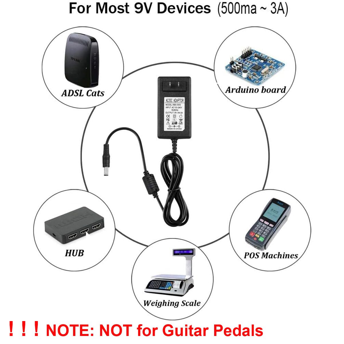 AlloverPower 9V 3A 27W DC Power Supply Adapter Power Cord Charger for Schwinn Exercise Bike or Arduino UNO R3, for Crosley Cruiser CR8005A…