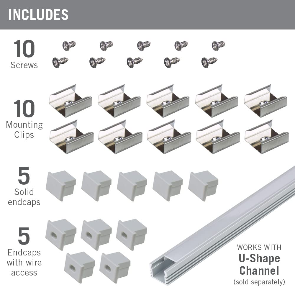Armacost Lighting Deep Surface Mount LED Tape Light Accessory Pack - Grey, 960004