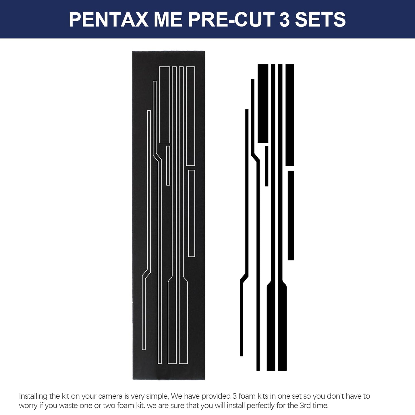 eTone Light Seal Foam Replace Sponge Sheet 3Kits for Pentax ME ME Super MG MV1 Camera