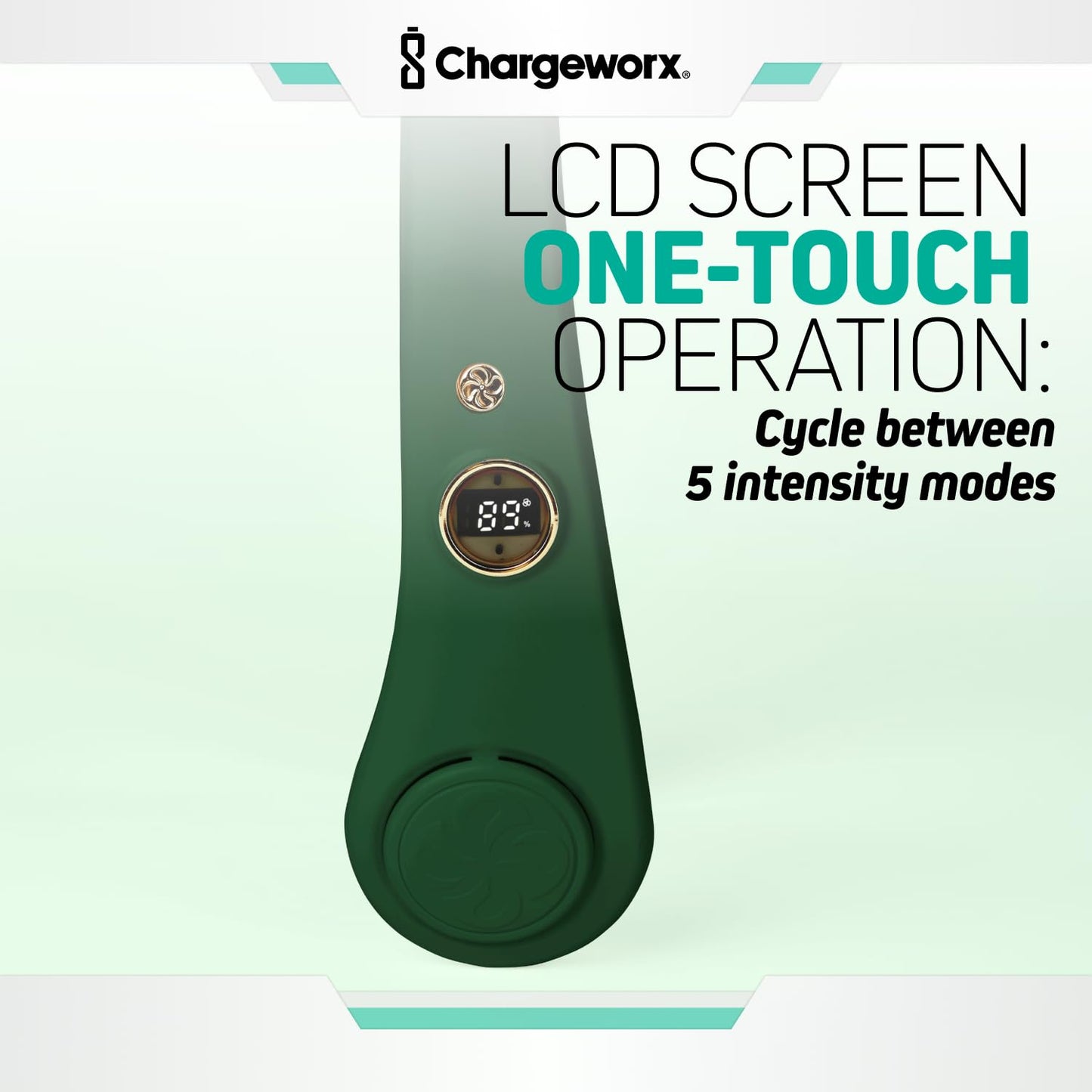 CHARGEWORX Wearable Neck Fan, Quiet Bladeless Portable Fan with 4,000 mAh Battery, LCD Display and 5 Speeds, USB-Rechargeable Hands-Free Cooling Fan