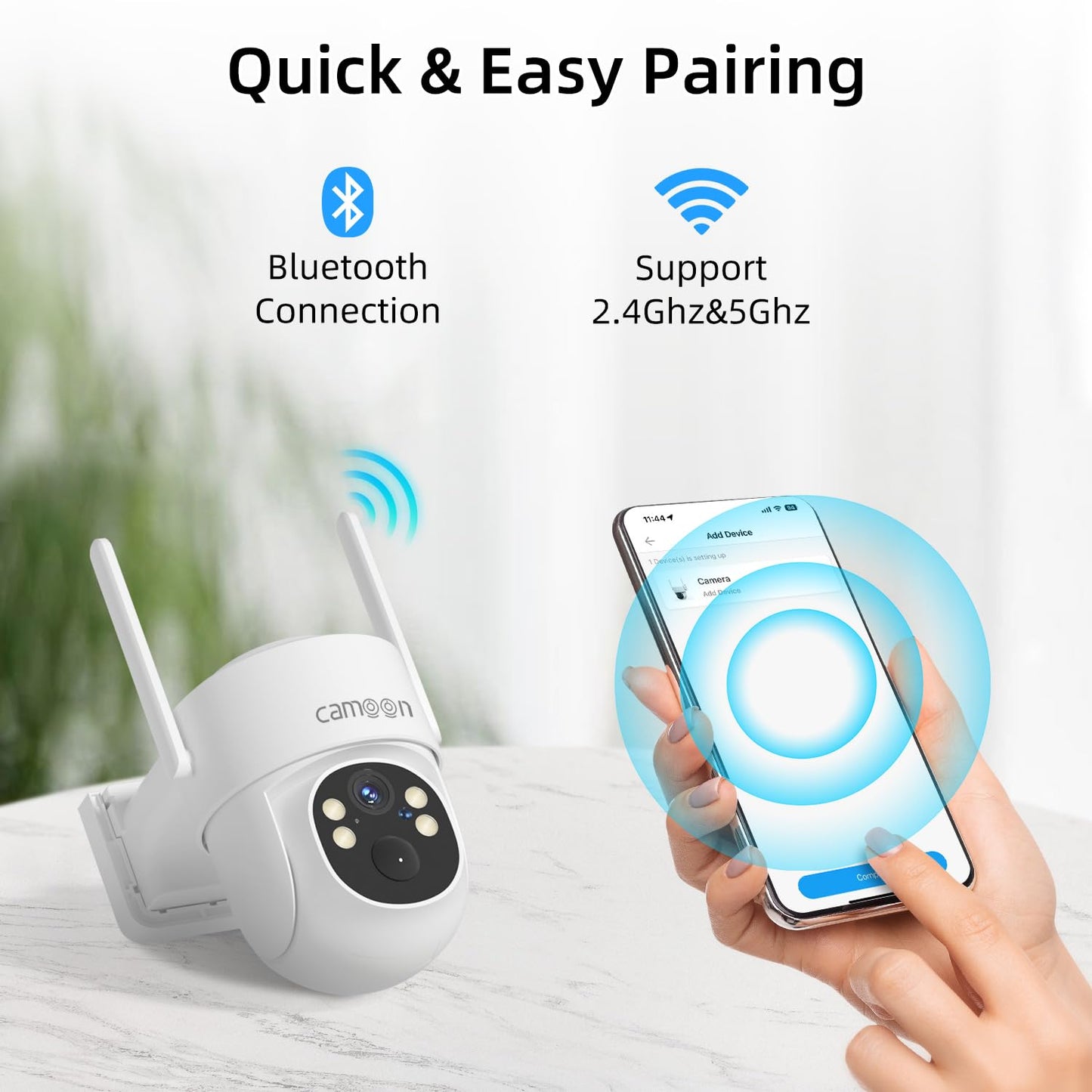 2K Solar Security Cameras Wireless Outdoor, 5/2.4Ghz WiFi Cameras for Home Security, Color Night Vision, Human Detection, Two-Way Audio, SD/Cloud