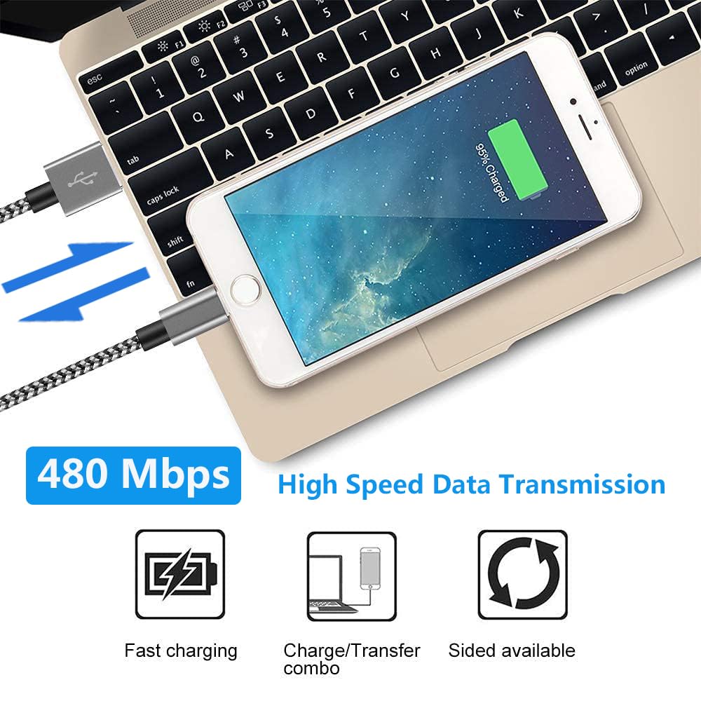 Short i-Phone Charger Cable 4Pack, 1FT USB A to Lightning Cable Braided Fast Charging for iPhone 14 13 12 11 Pro Max/XS XR Max 8 7 6 Plus/ Pad for Car